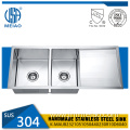 Drainboard Double Bowl Stainless Steel Kitchen Sink